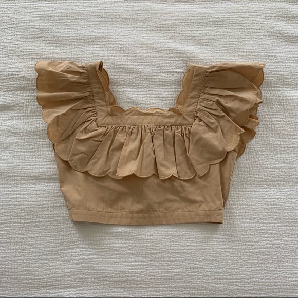 Hunter Bell Kate Ruffle Top Beige Sz 2 - Picture 2 of 7